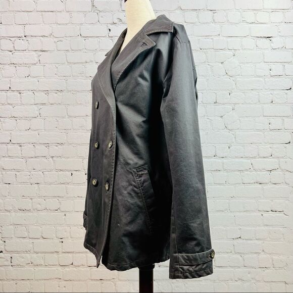 VTG 90s The Territory Ahead Flannel Lined Double Breasted Gray Barn Coat Jacket - Picture 13 of 16